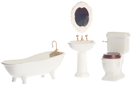 Porcelain Bath Set, 4 pc., White